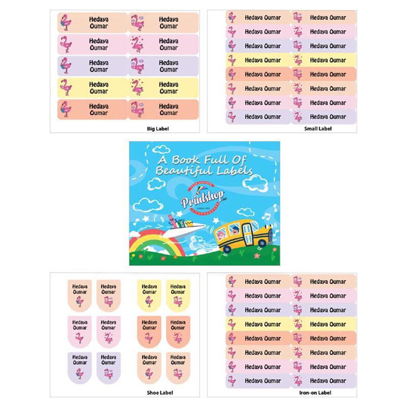 Printshop - Personalised Waterproof Labels Set - Flamingo