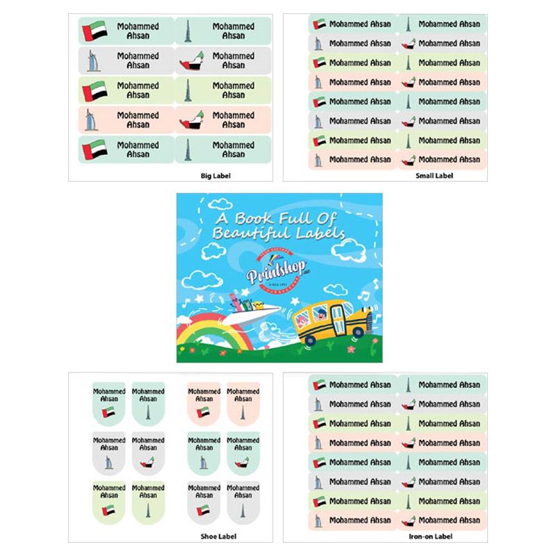 Printshop - Personalised Waterproof Labels Set - UAE Landmarks