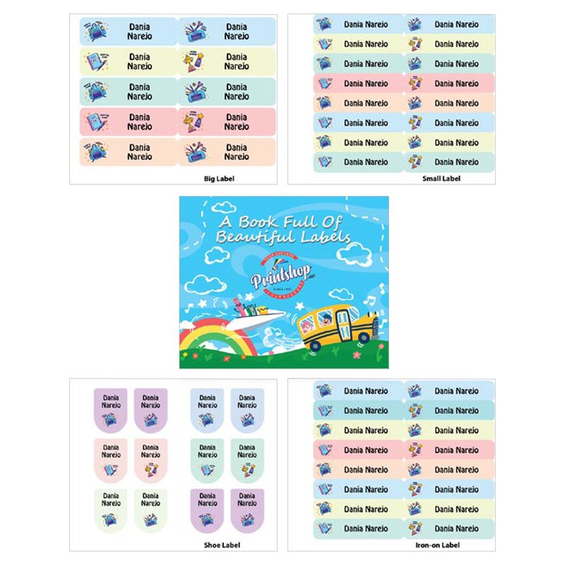 Printshop - Personalised Waterproof Labels Set - School Materials