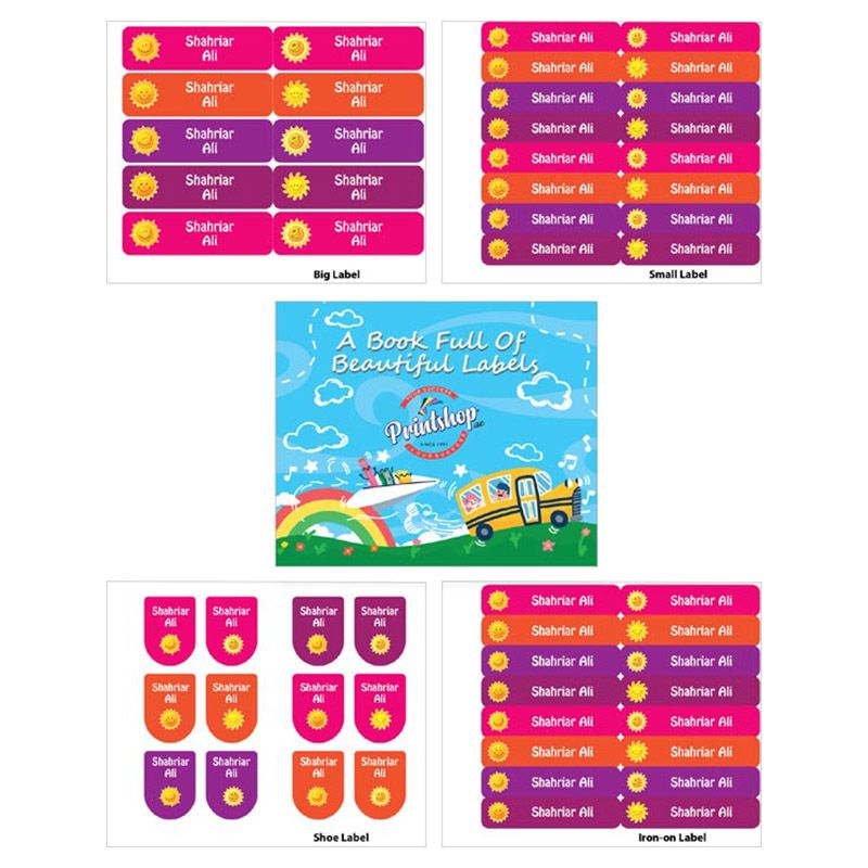 Printshop - Personalised Waterproof Labels Set - Sun Rise