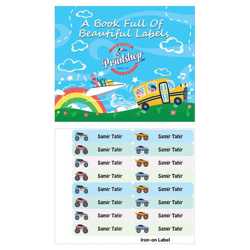 Printshop - Personalised Iron On Labels - Off Road Vehicles - 16pcs
