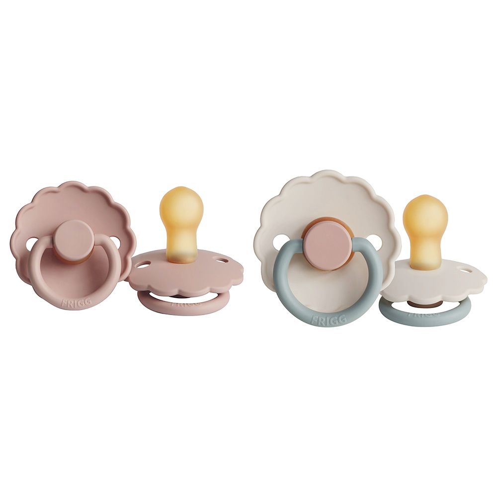 FRIGG - Daisy Latex Pacifier 6-18M 2-Pack S2 - Blush/Cotton Candy