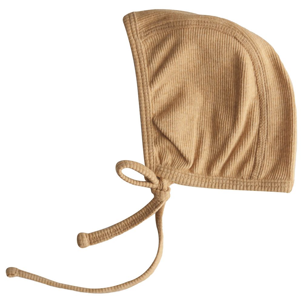 Mushie - Ribbed Bonnet - Mustard Melange