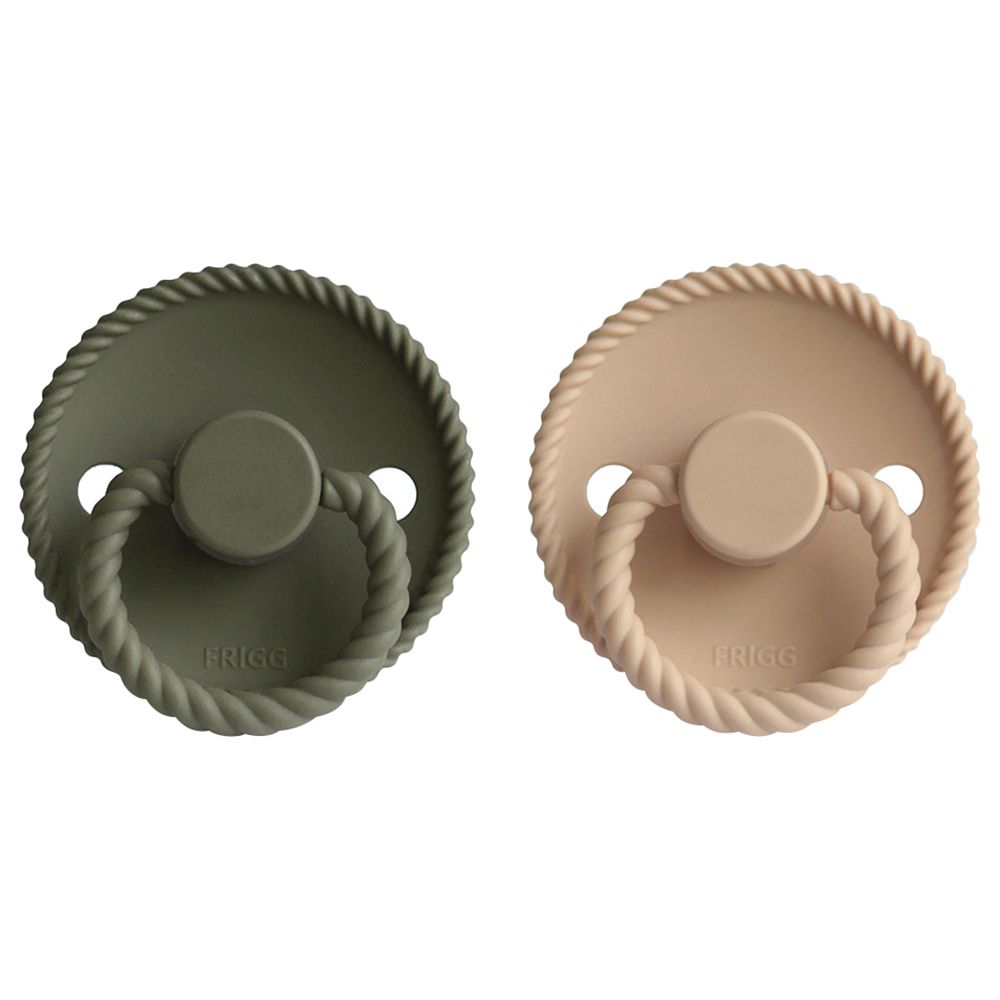 FRIGG - Rope Silicone Pacifier 6-18M 2-Pack S2 - Croissant/Olive
