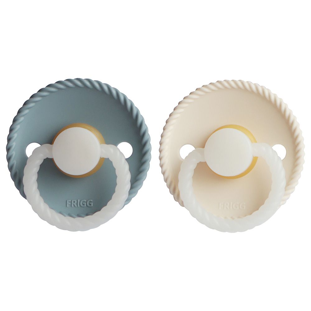 Frigg - Rope Latex Pacifier 0-6M S1 Pack of 2 - Stone Blue Night/Cream Night
