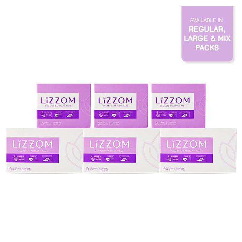 Lizzom Quaterly Bundle Pack - 30 Regular Pads & 60 Liners