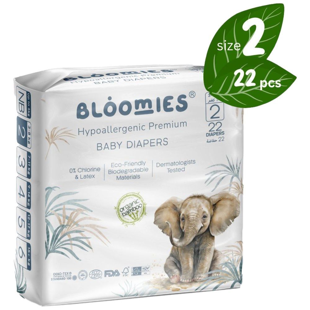 Bloomies - Premium Baby Diapers - 3-8 kg - Size 2 - 22pcs