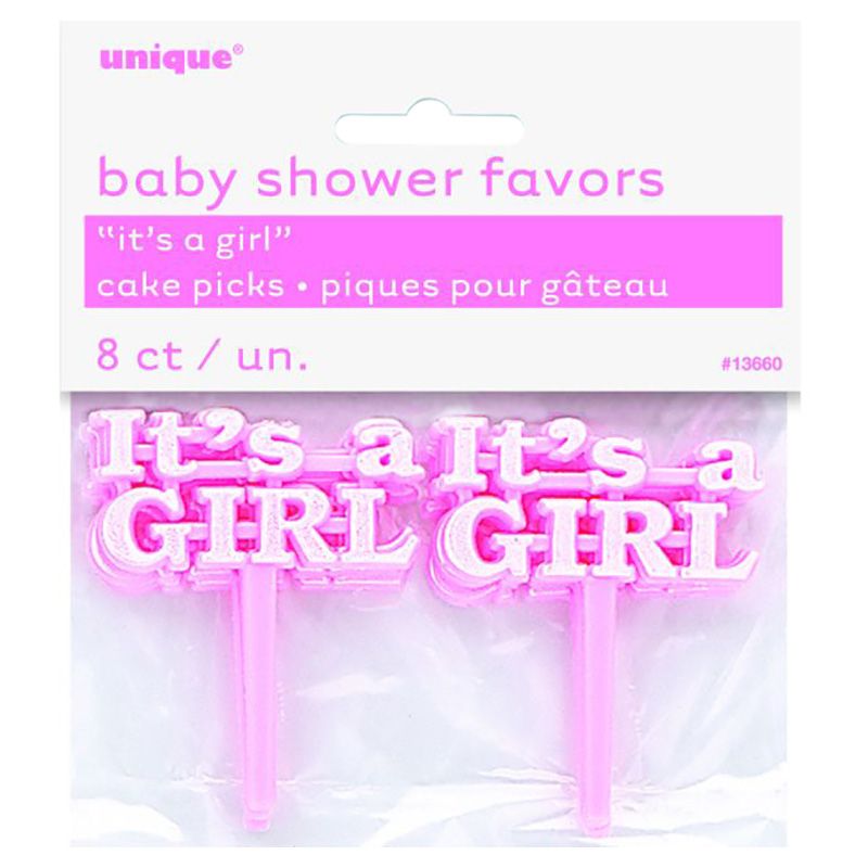 Unique - It's A Girl Pink Cake Picks