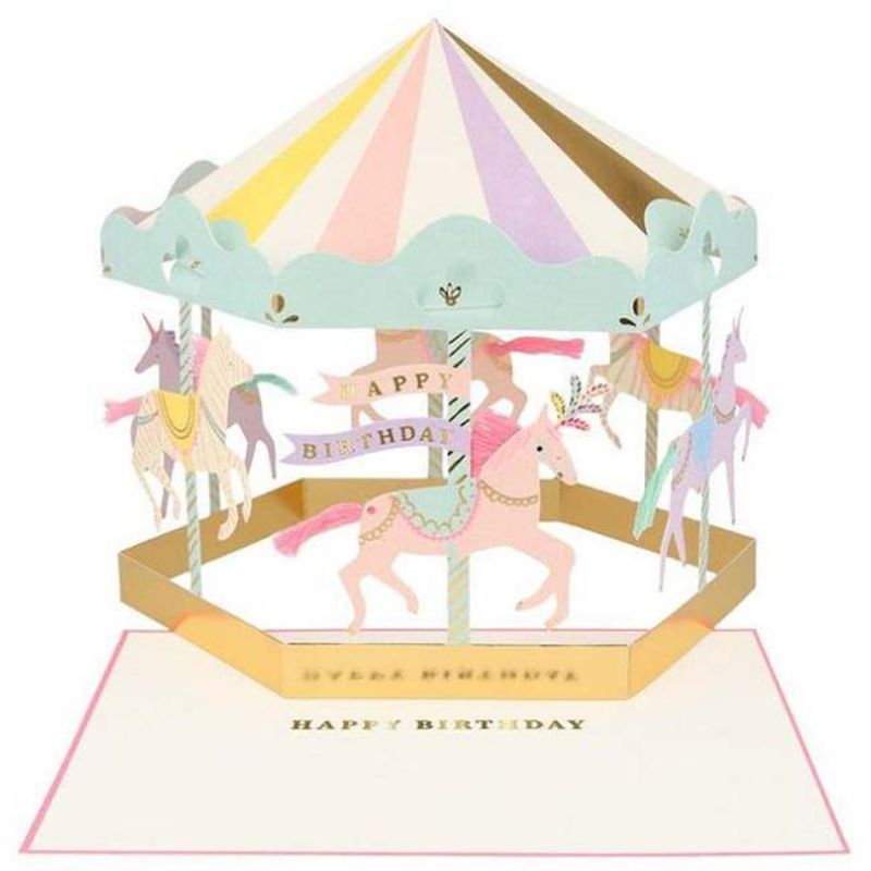 Meri Meri - Carousel Stand-Up happy Birthday Card