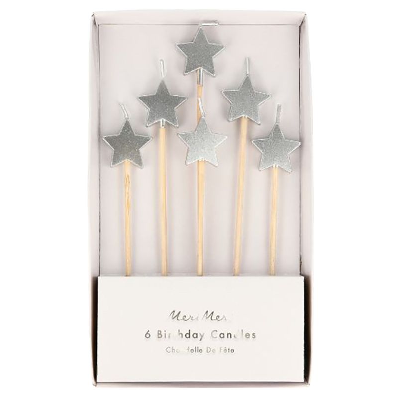 Meri Meri - Star Candles - Silver - 6pcs