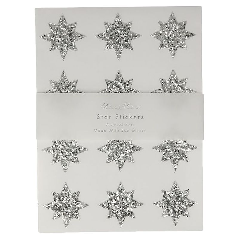 Meri Meri - Eco Glitter Star Stickers - Silver