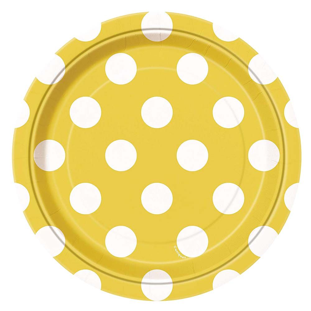 Unique - Polka Dot Plates 18cm Pack of 8 - Yellow
