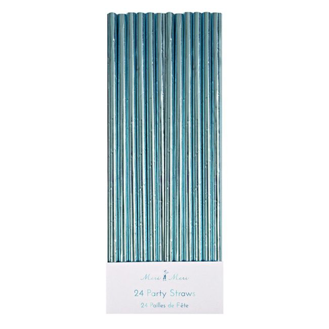 Meri Meri - Foil Party Straws Pack of 24 - Aqua