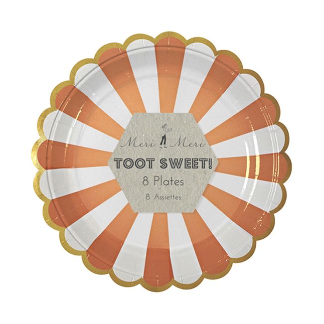 Meri Meri - Toot Sweet Plates Small Pack of 8 - Orange