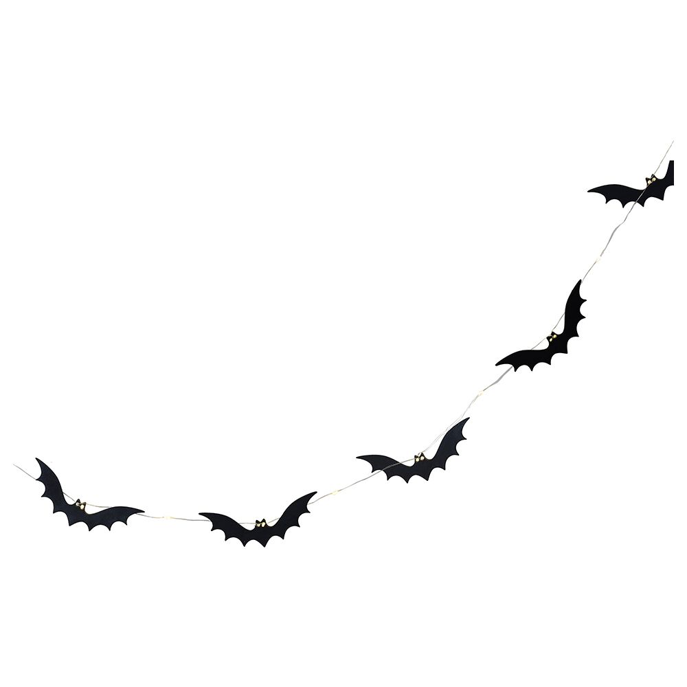 Ginger Ray - Wooden Light Up Bat Bunting - Black