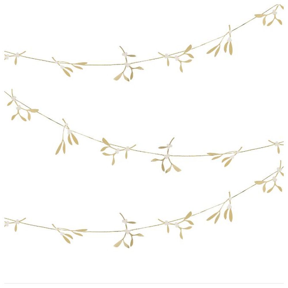 Ginger Ray - Foiled Mistletoe Garland - Gold