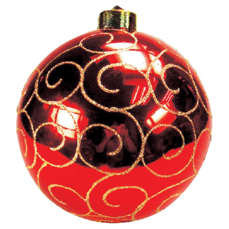 Christmas Magic - Shiny Ball with Painted Glitter 12cm - Red
