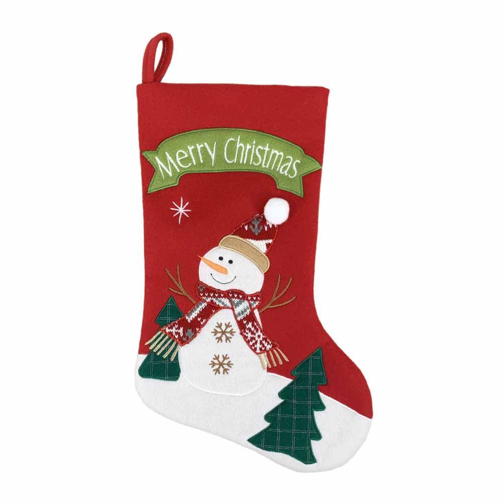 Christmas Magic - Snowman Stocking 46 cm Size - Red