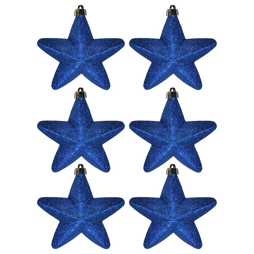 Christmas Magic - 6pcs Hanging Star 10cm - Blue