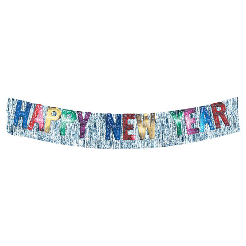 Party Time Metallic Banner W/ Happy New Year Silver W/ Foil