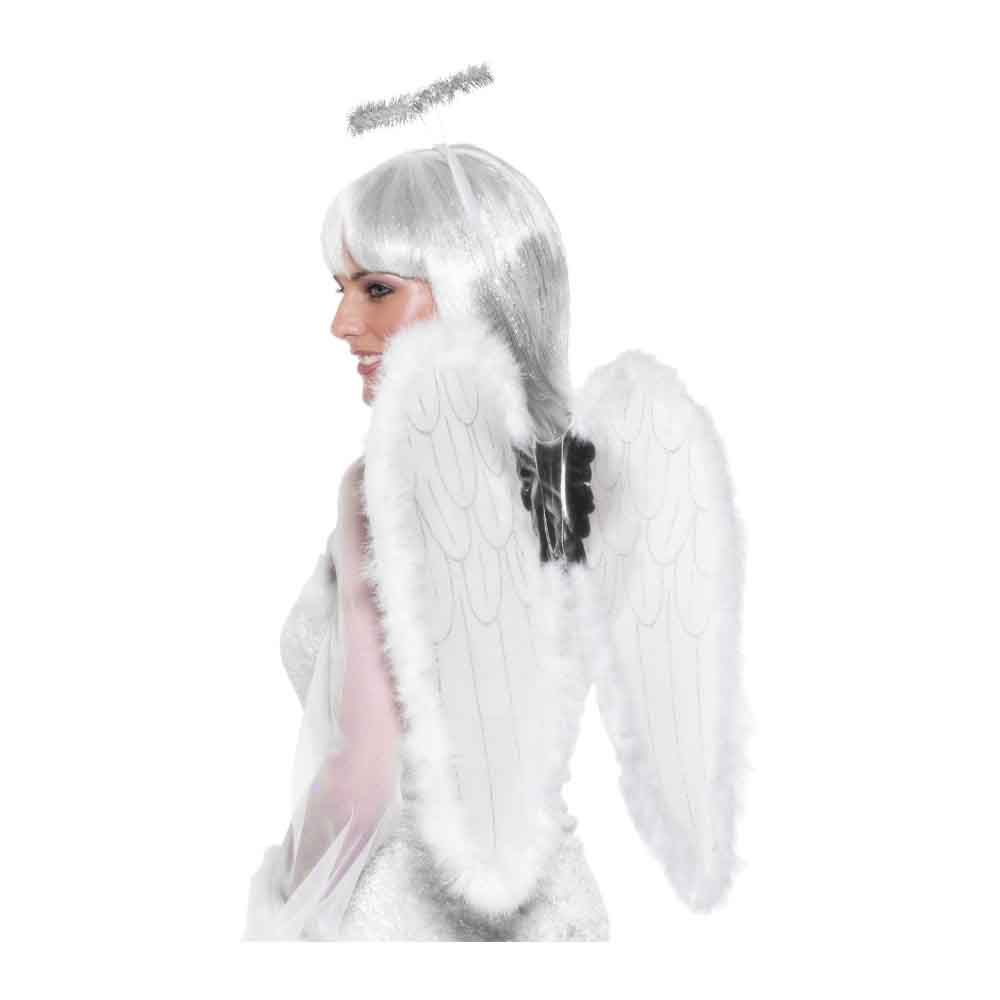 Smiffys - Angel Set withWings & Halo Marabou - White