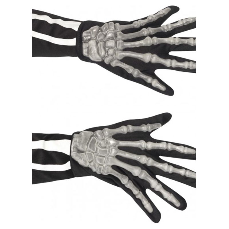 Smiffys - Skelton Adult Gloves - Black