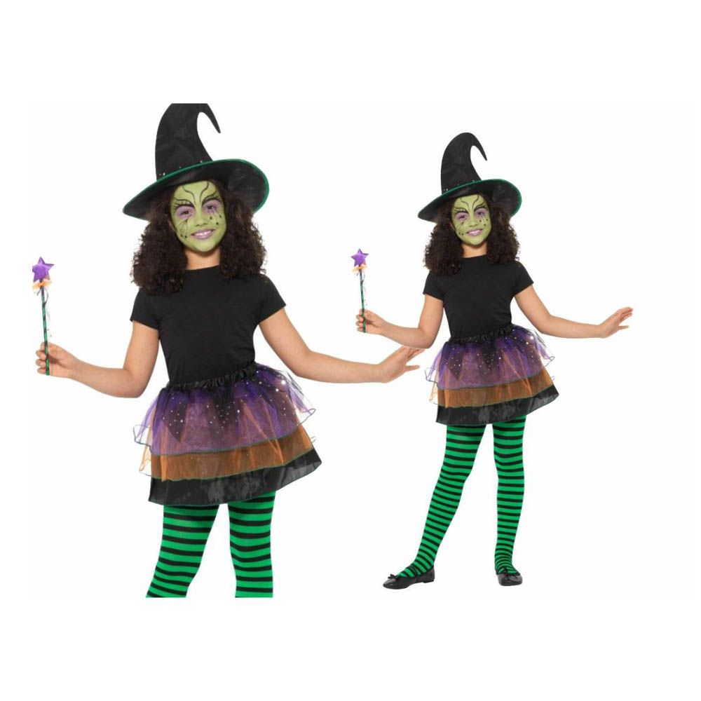 Smiffys - Pretty Witch Kit w/Glitter Tutu, Hat & Wand 3pc-Set