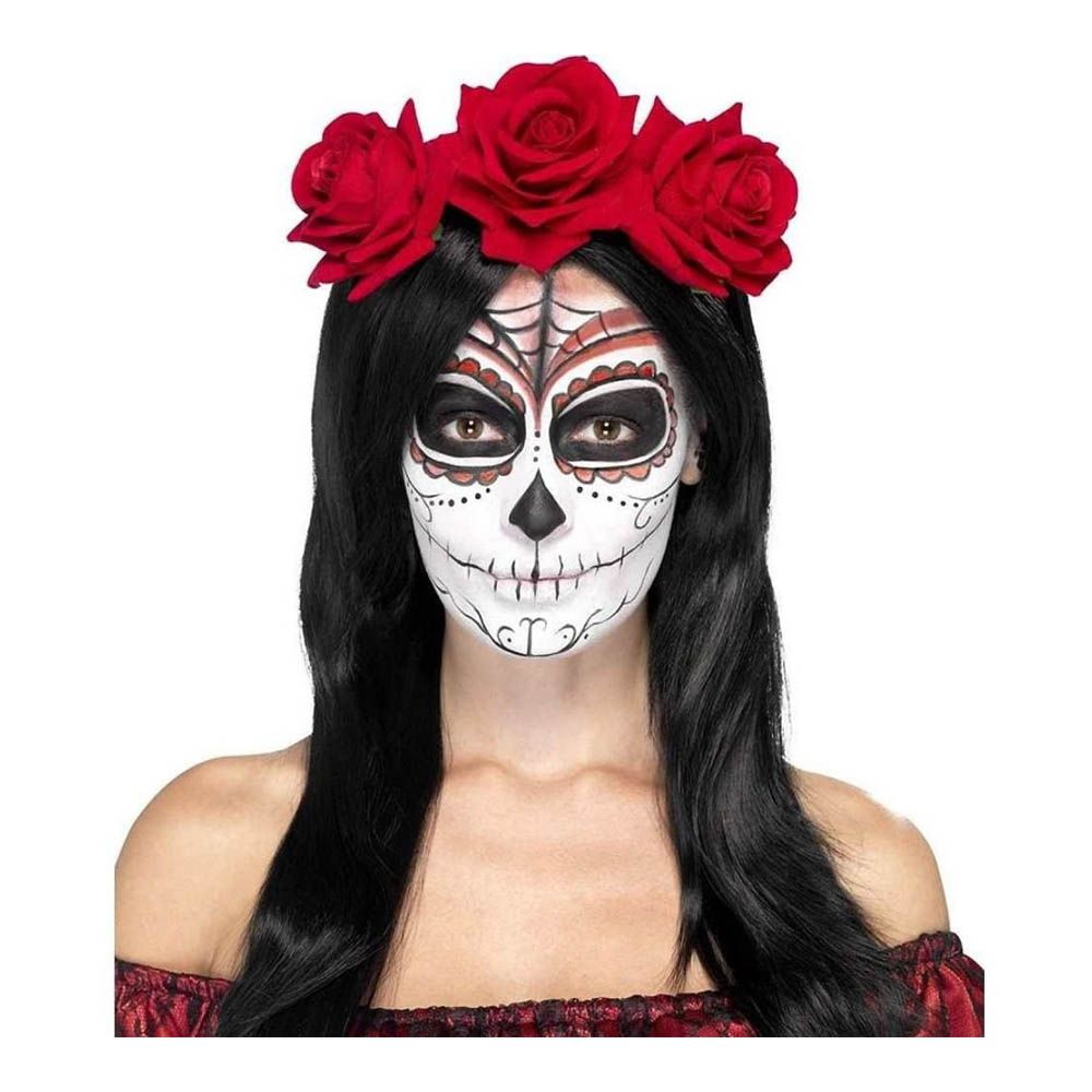 Smiffys - Day Of The Dead Headband w/Roses - Red