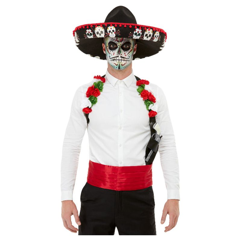 Smiffys - Day Of The Dead Kit Red W/ Holster & Cummerbund