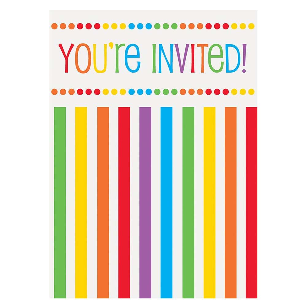 Party Zone - Rainbow Birthday Invitations 8pcs