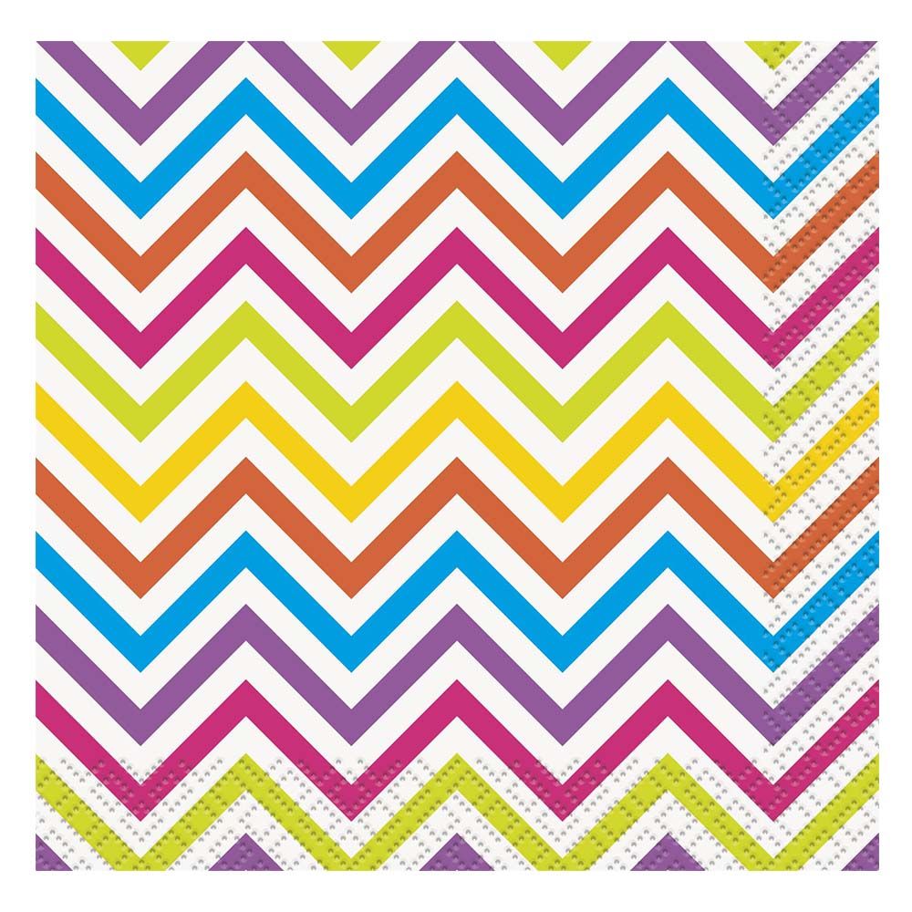 Party Zone - Rainbow Chevron Beverage Napkins 16pcs