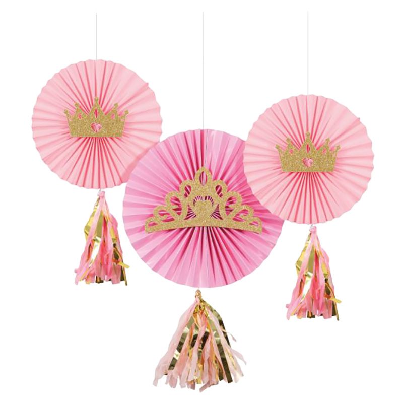 Creative Converting - Princess Paper Fans with Tassels 3Pcs
