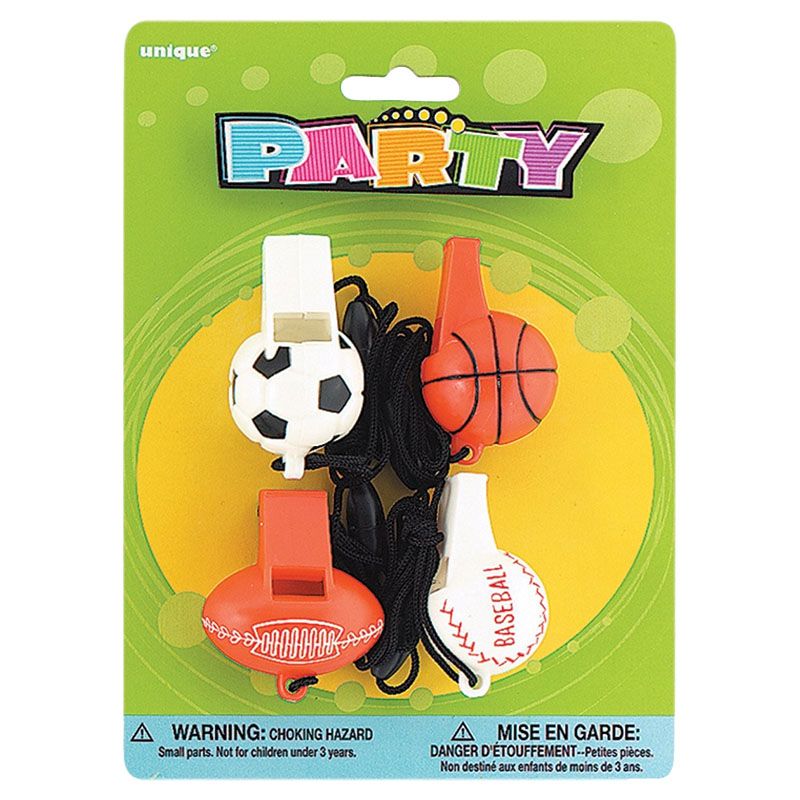 Unique - Sport Ball Whistles Party Favour 4pcs
