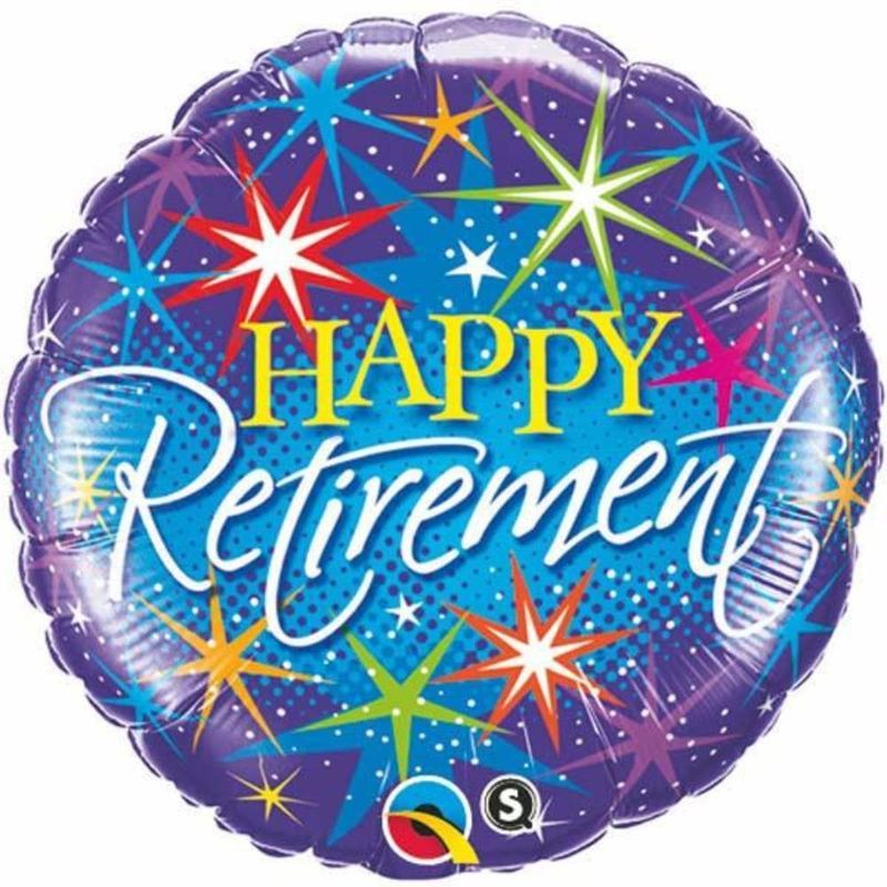 Qualatex Retirement Colorful Bursts 18in Round Foil Balloon