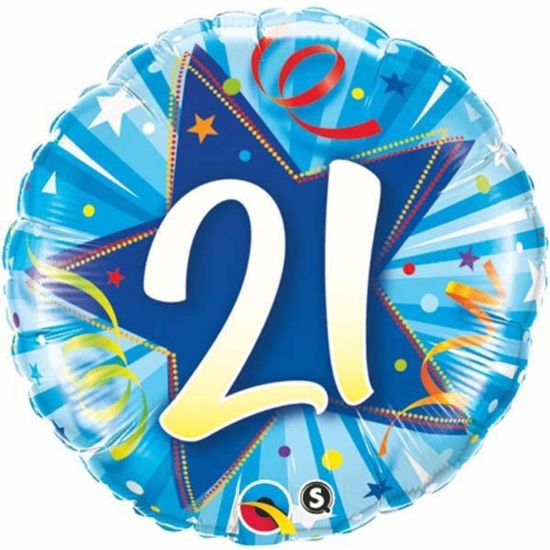 Qualatex 21 Shining Star Bright Blue 18in Round Foil Balloon