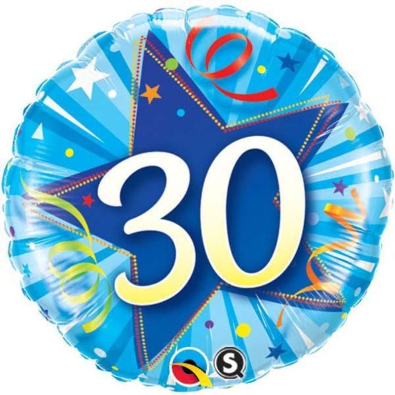 Qualatex 30 Shining Star Bright Blue 18in Round Foil Balloon