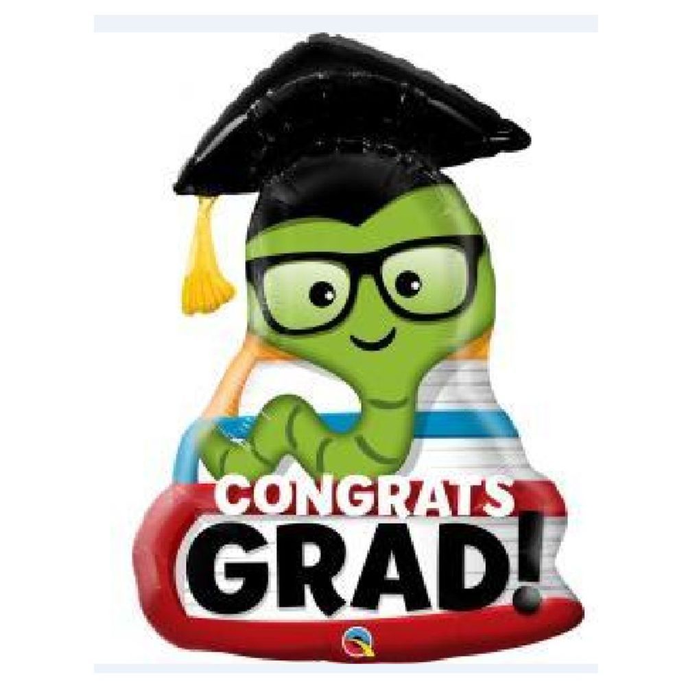 كوالاتيكس - بالون فويل سوبر شكل التهنئة بالتخرج - دودة الكتب