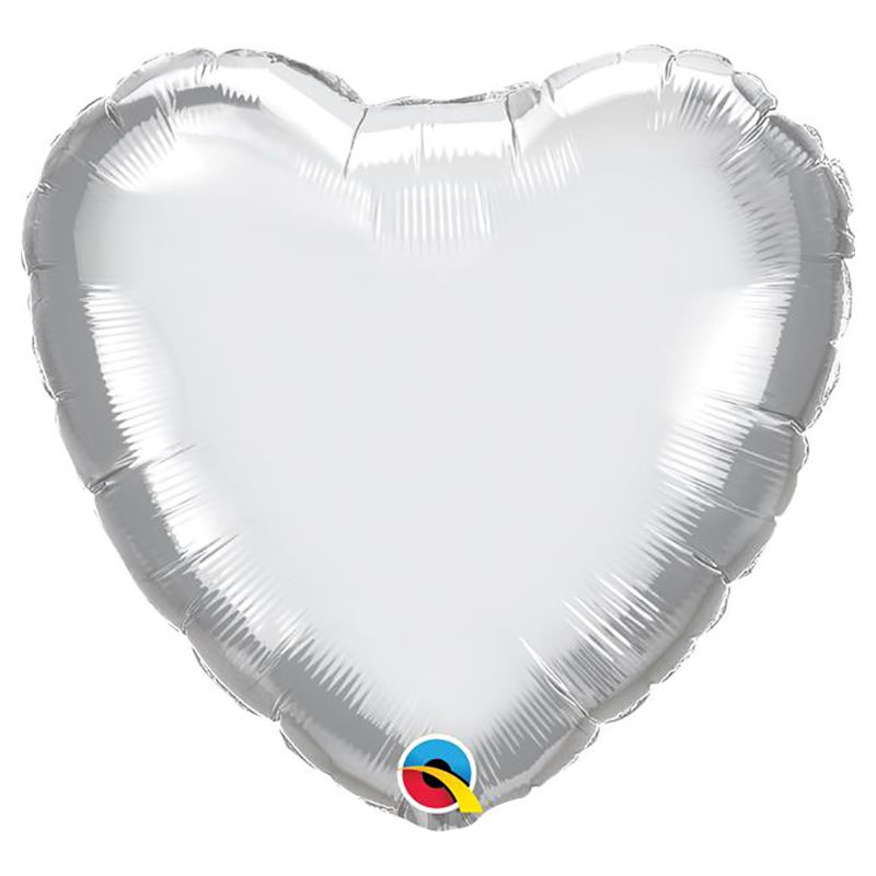 Qualatex - 18" Heart Chrome Silver Plain Foil