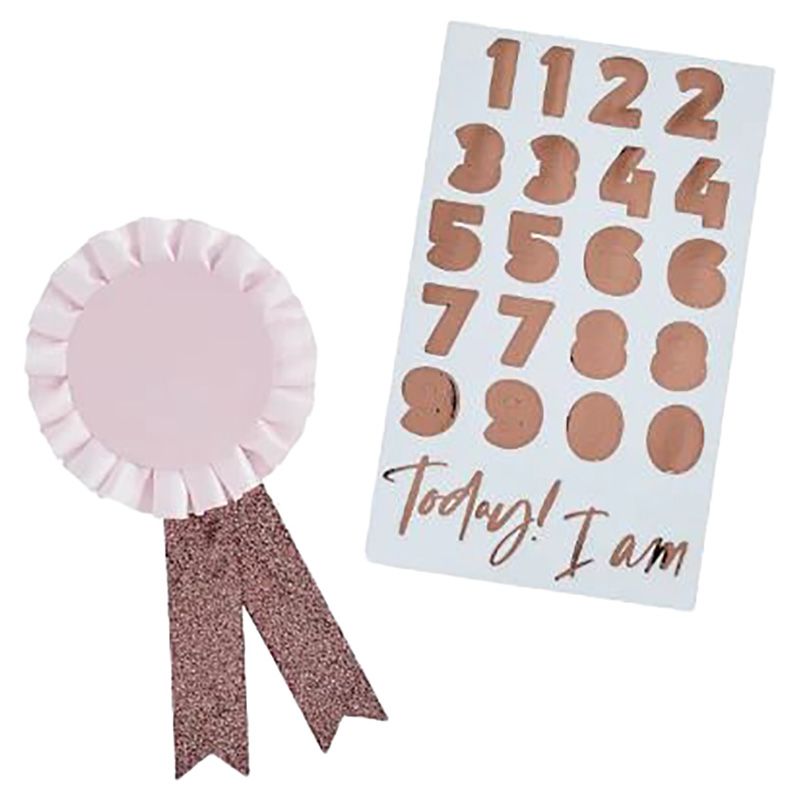 Hootyballoo - Milestone Birthday Badge with 1 Sticker Sheet - Rose Gold