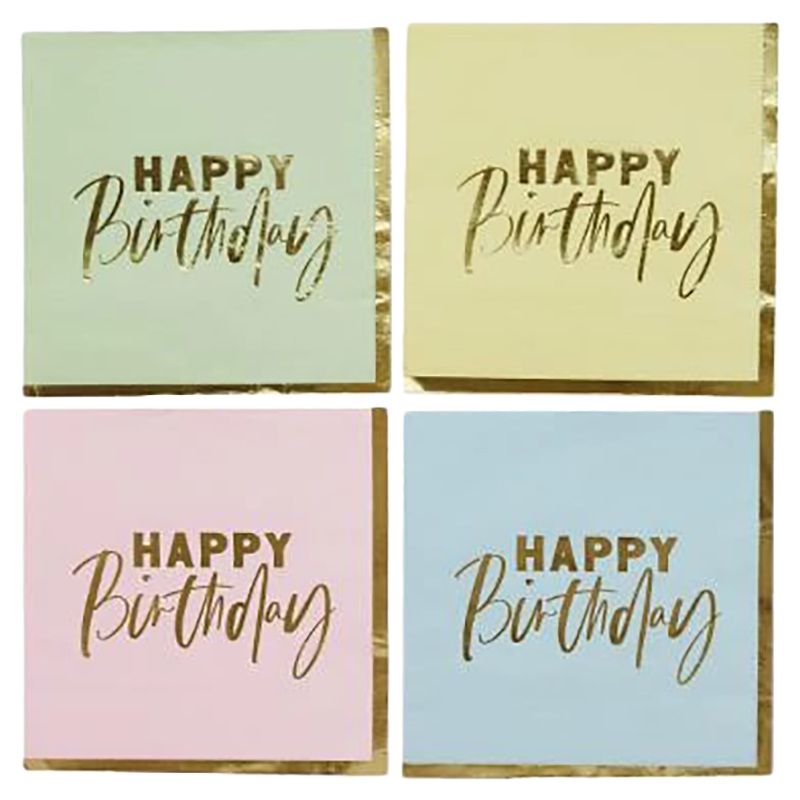 هوتي بالو - مناديل ورقية - Happy Birthday - باستيل - عدد 16
