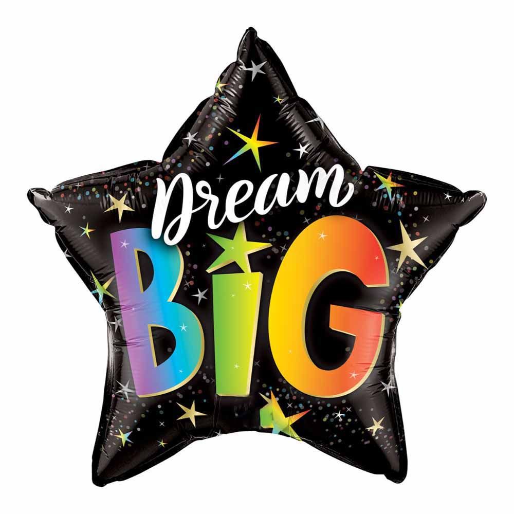 بالون قوس قزح كبير من Qualatex - Star Dream Big Rainbow Stars مقاس 20 بوصة - أسود