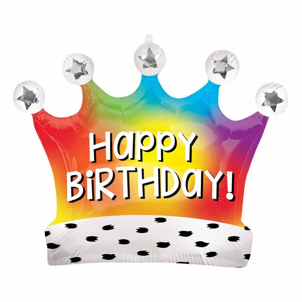 Anagram - Birthday Rainbow Crown Supershape Foil Balloon 27 Inch