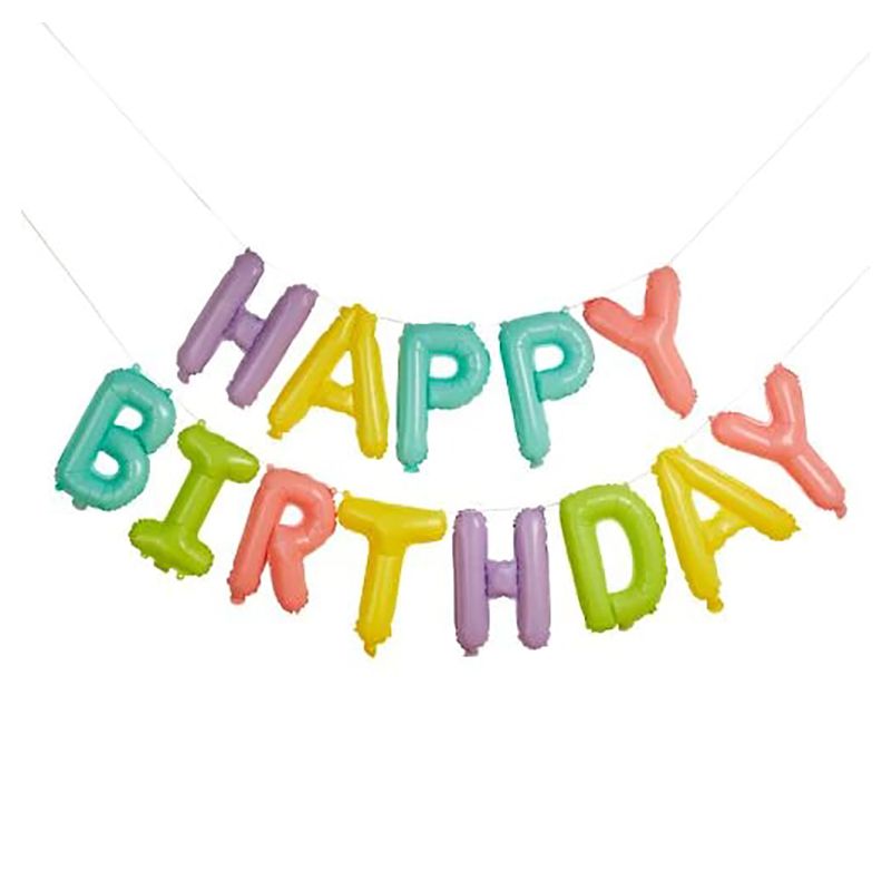 هوتيبالو - زينة بالون فويل عيد ميلاد سعيد بألوان باستيل - 16 إنش