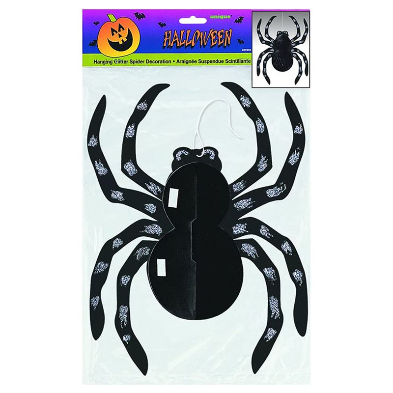 Unique - Hanging Decorations Glitter Spider - 14-Inch