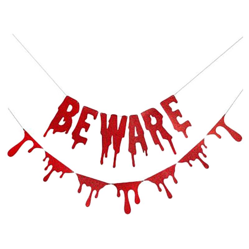 هوتي بالو - زينة حفلات Beware - دم - 2 متر - أحمر