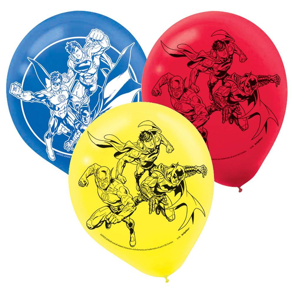 Justice League Latex Balloons 12" 6pcs