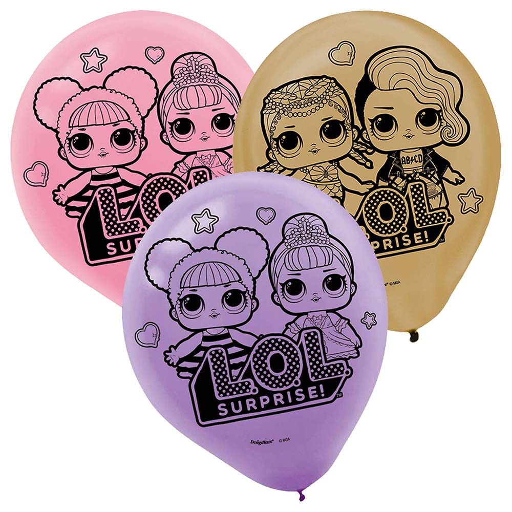 Amscan - Lol Surprise! Latex Balloons 12 in, 6 Pcs