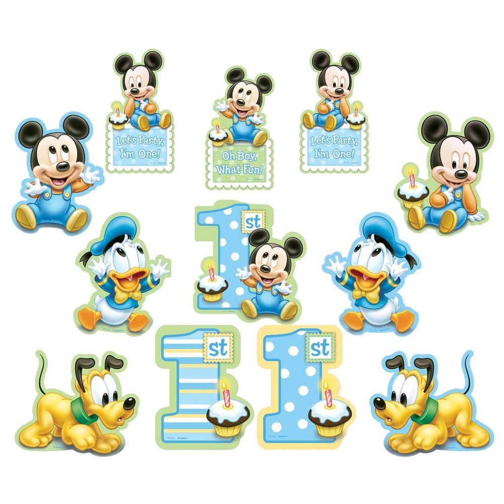 Mickey 1st Birthday Cutouts Decorations 12pcs