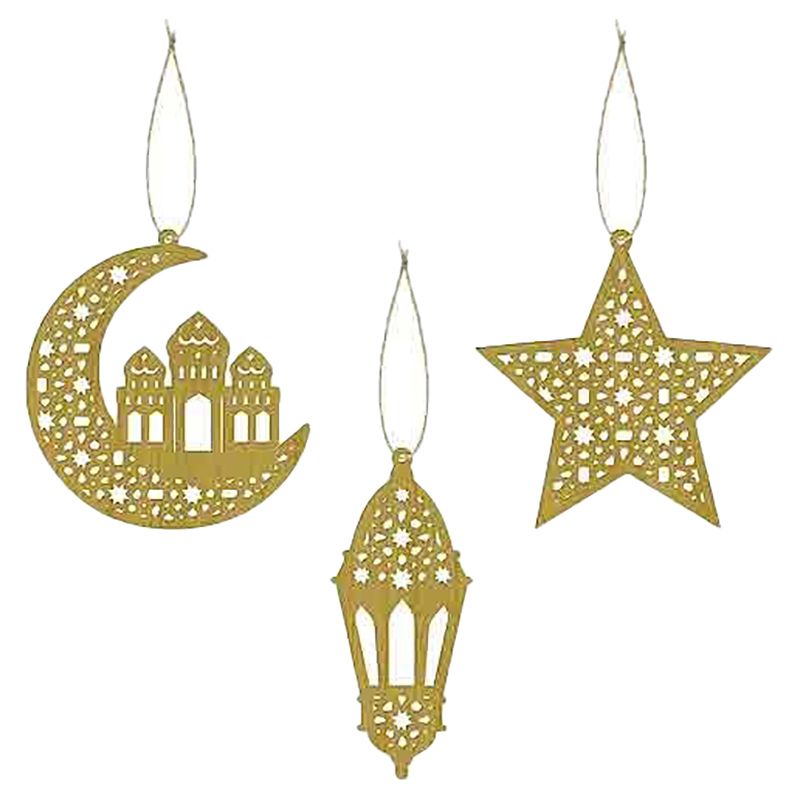 Party Centre Ramadan Wood Cut-outs - Gold