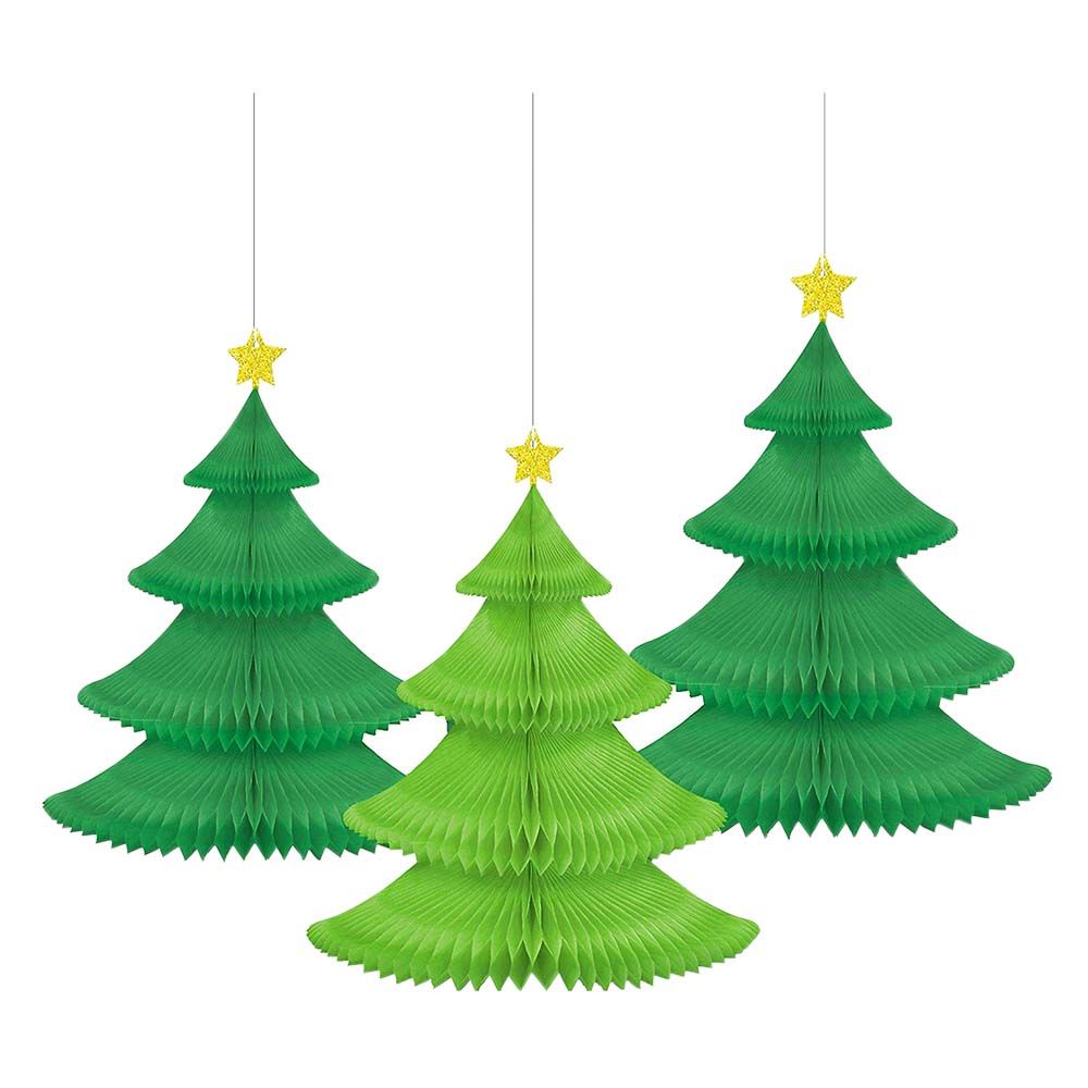 Party Centre - Tree Honeycomb Hanging Decoration - Green